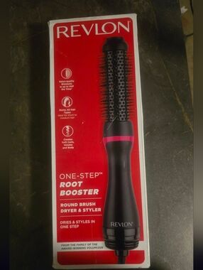 Revlon Black and Pink One-Step Root Booster Round Brush Dryer & Styler